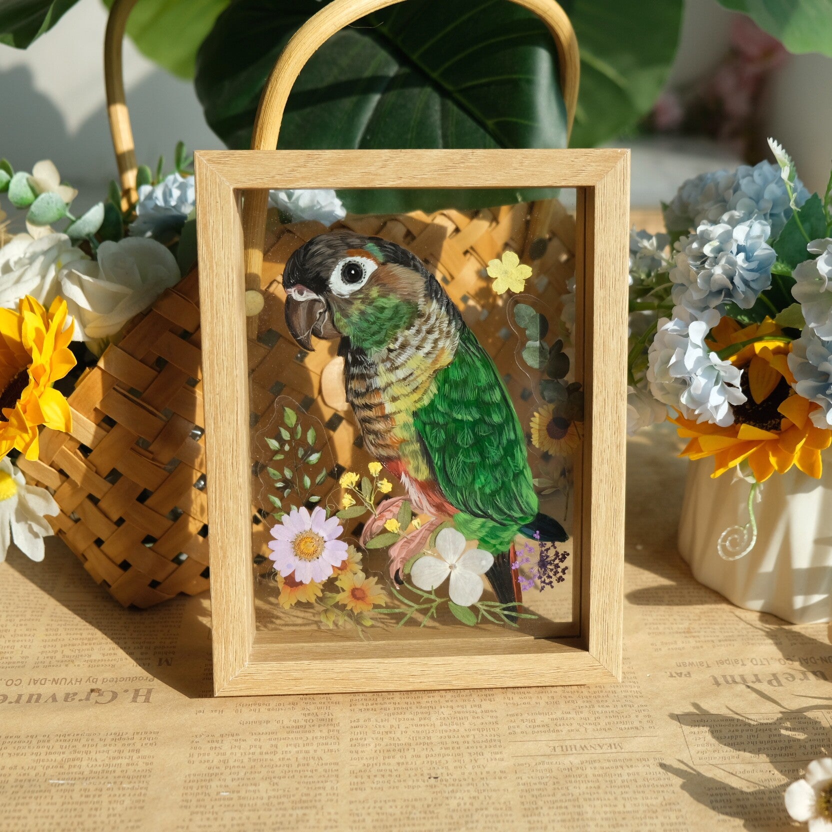 Personalized Hand-Painted Dog Cat Portrait | Custom Glass Oil Painting Frame