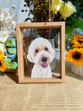 Personalized Hand-Painted Dog Cat Portrait | Custom Glass Oil Painting Frame