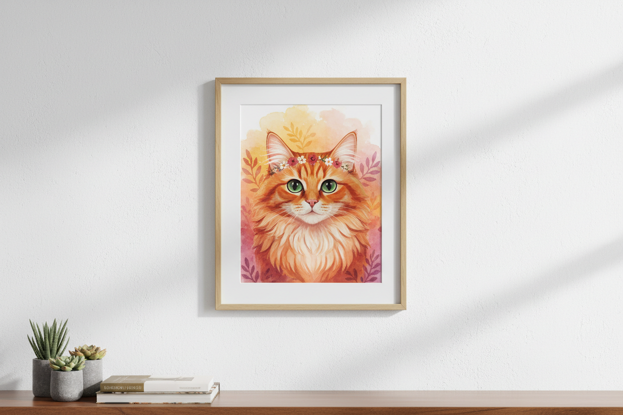 定制猫咪肖像画展示