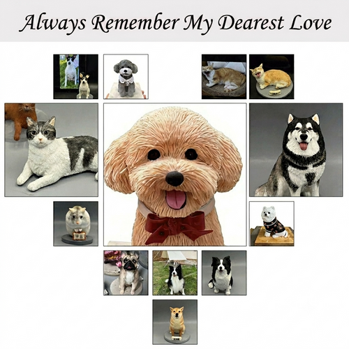 Personalized Pet Loss Memorial Gift - Custom Dog & Cat Figurine from Photo - Handmade Polymer Clay Sculpture