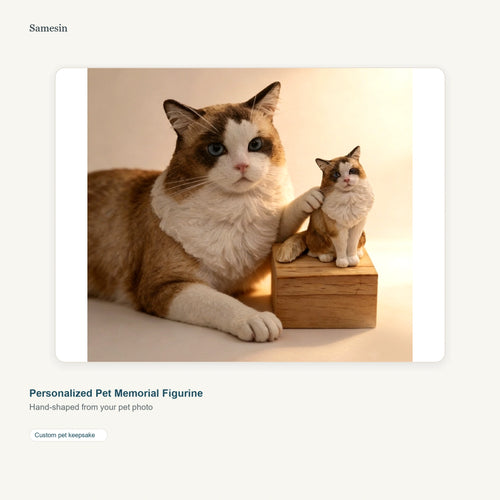 Personalized pet memorial figurine made from a favorite pet photo