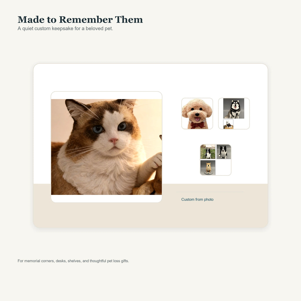 Hand-shaped pet memorial figurine displayed as a keepsake