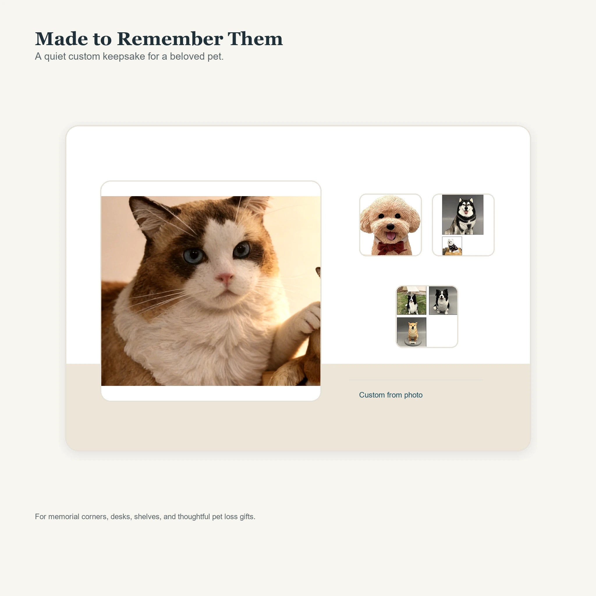 Hand-shaped pet memorial figurine displayed as a keepsake