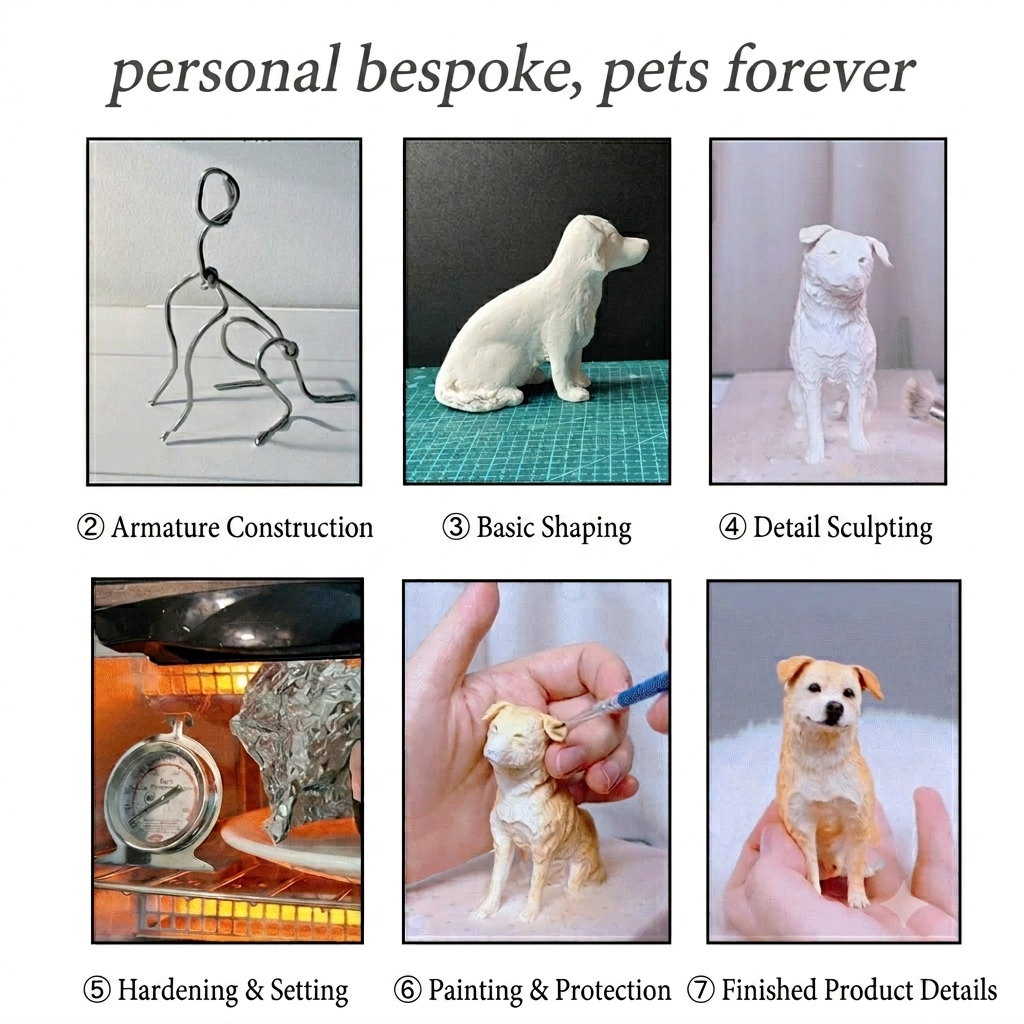 Personalized Pet Loss Memorial Gift - Custom Dog & Cat Figurine from Photo - Handmade Polymer Clay Sculpture