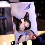 Custom cat portrait from photo displayed as a framed keepsake