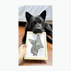 Custom dog portrait from photo held as a framed pet keepsake