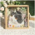 Custom cat portrait from photo in a floral wooden frame